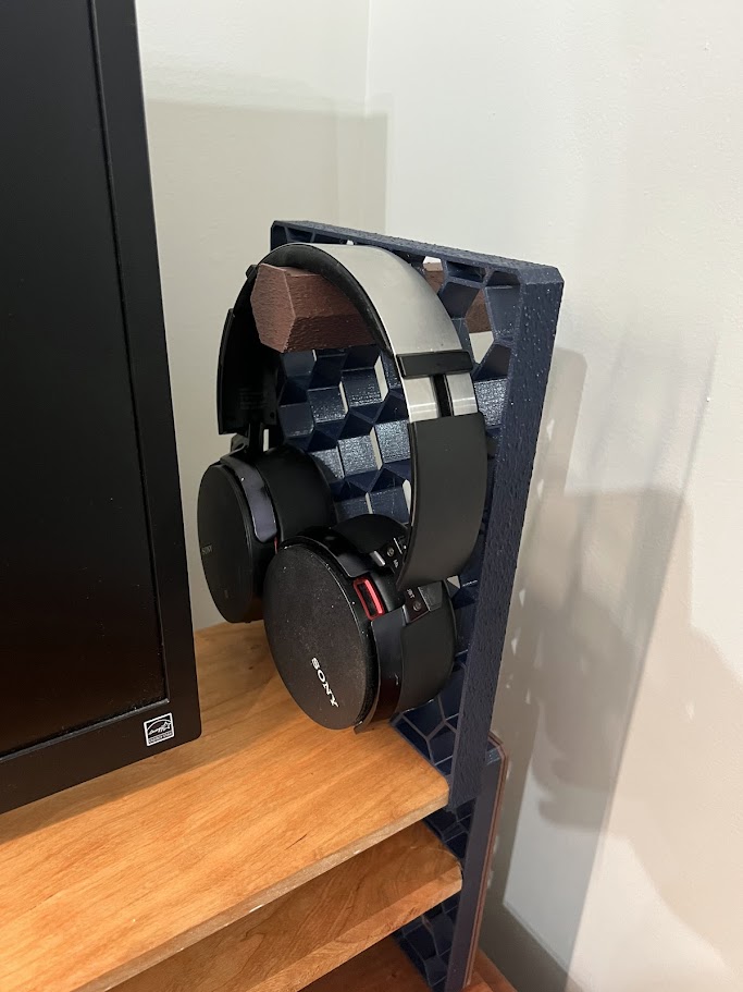 Honeycomb Headphone Stand (Holds 2) — Two-Part Clip-On Design
