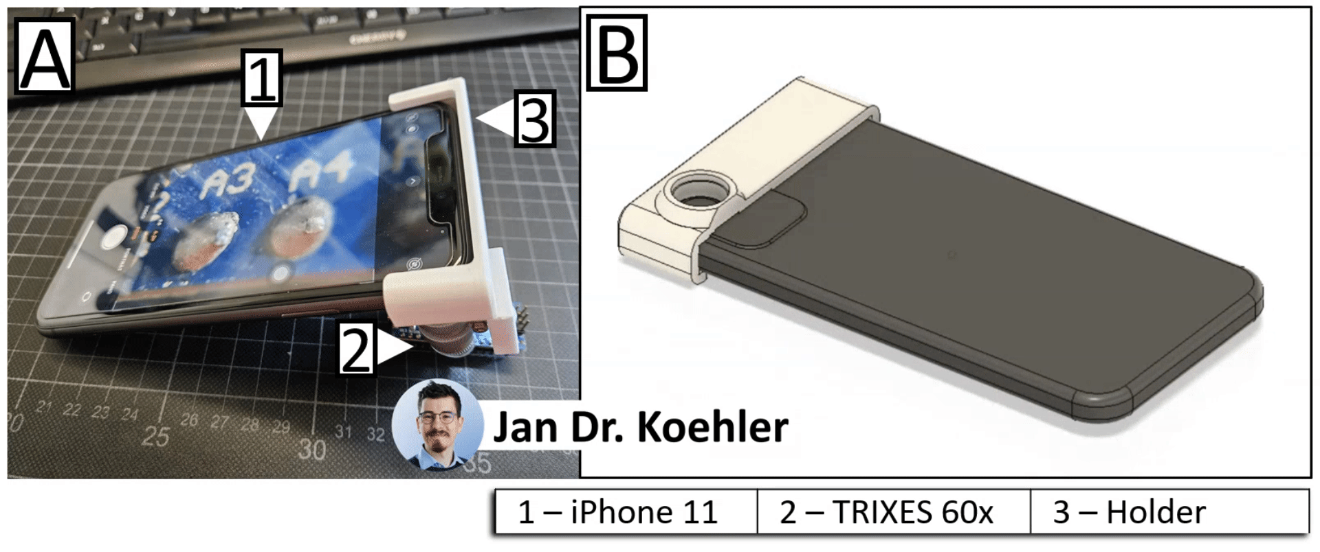 v2 handheld iPhone Microscop Adapter for TRIXES Mini 60X