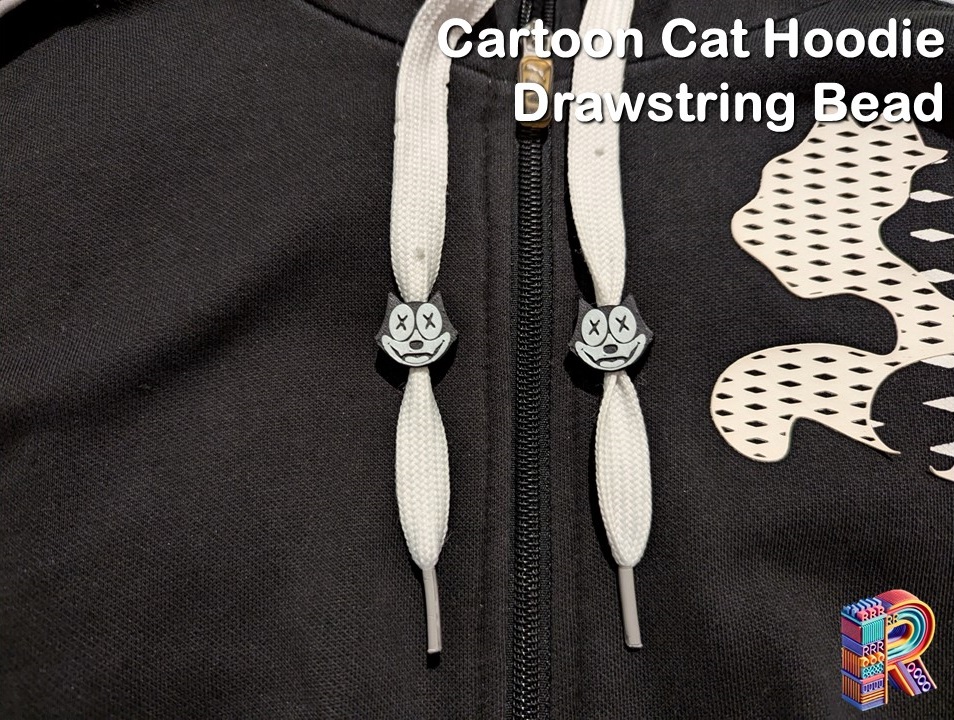 Cartoon Cat Hoodie Drawstring Bead