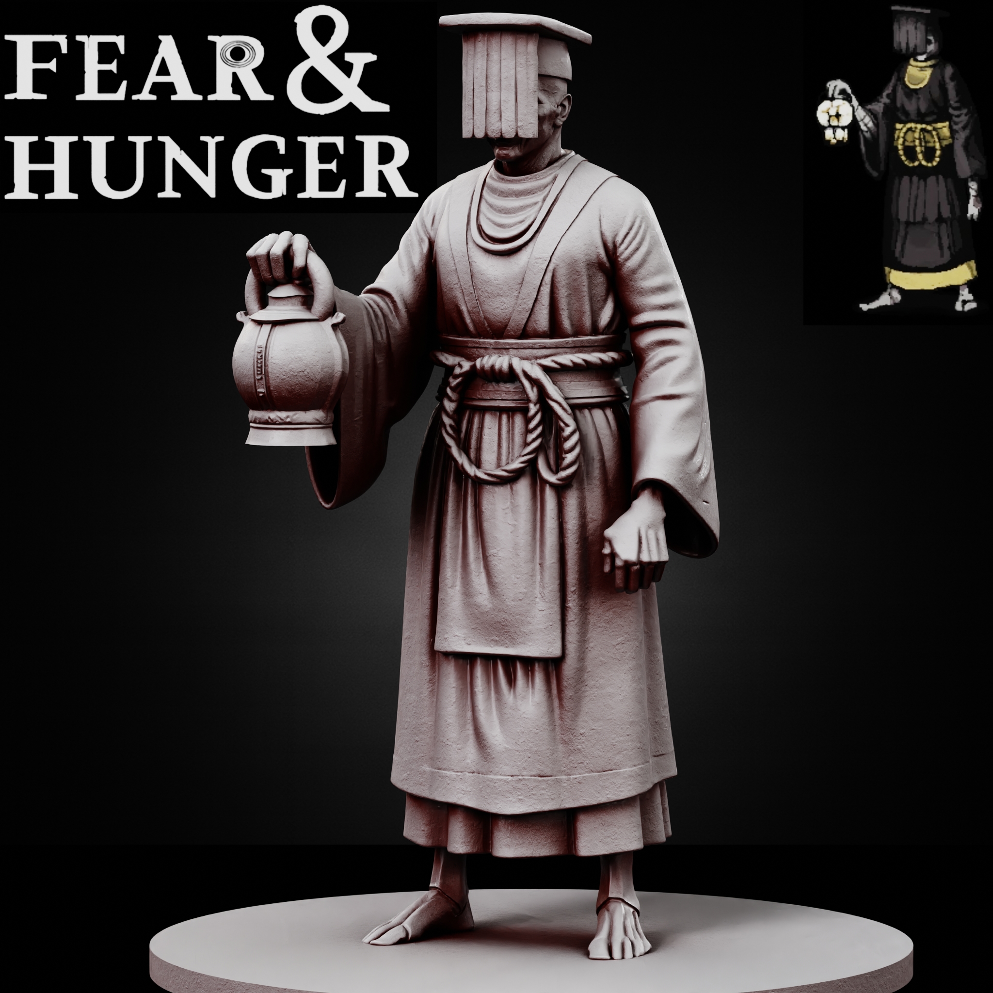 DARK PRIEST FEAR AND HUNGER TABLETOP D&D RPG miniature figurine – scale STL Fan Art