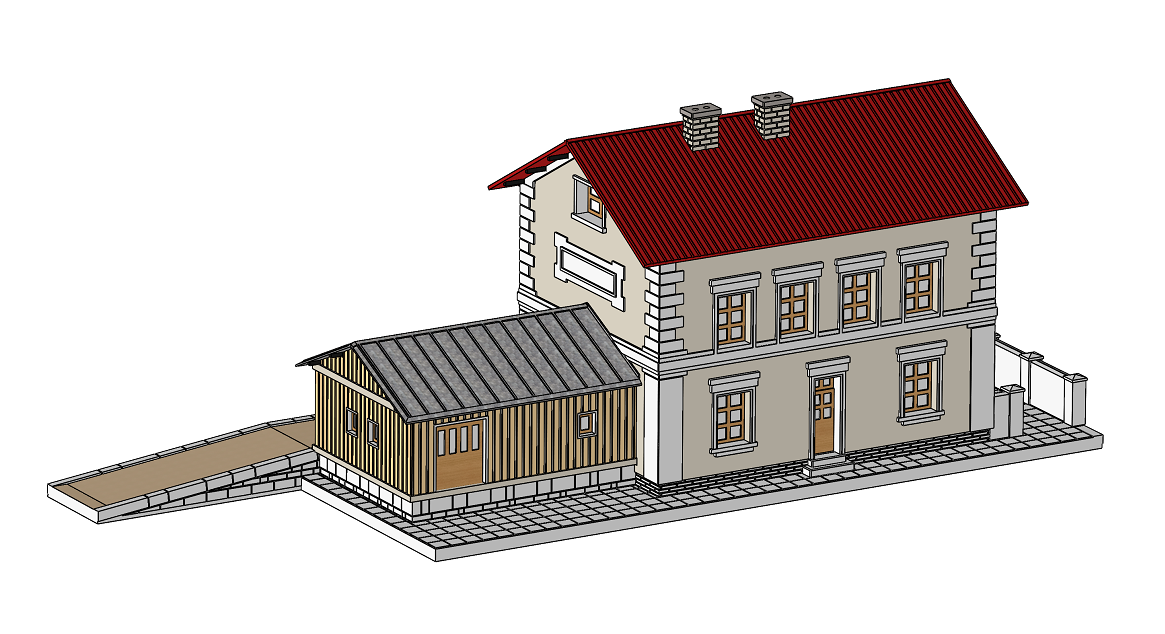 Nádražní stanice s nakládací rampou 1:120 (kolejiště TT)/railway station — miniatura 3
