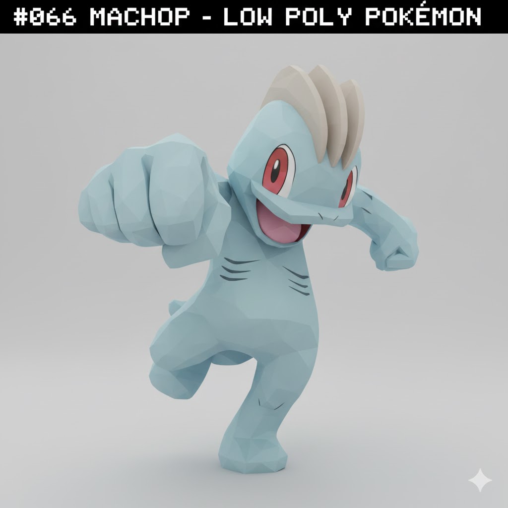 #066 Machop – Low Poly Pokémon