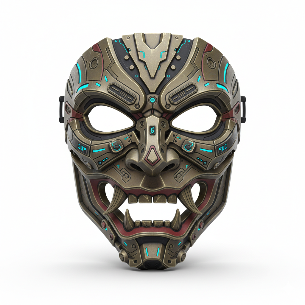 Cyberpunk Oni Warlord, mask, cosplay, wearable, costume, face, helmet