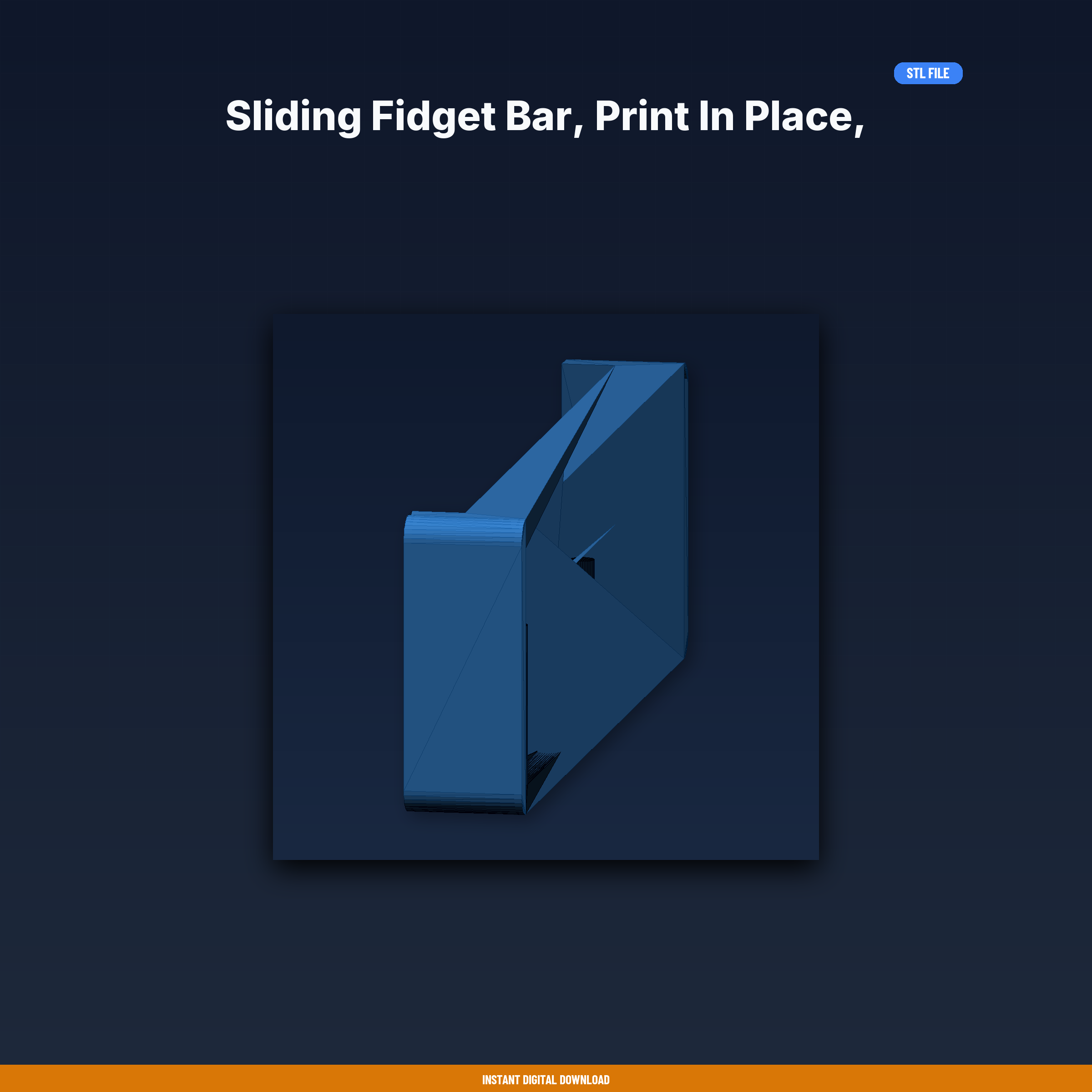 Sliding Fidget Bar, Print in Place, Dovetail Track, Click Detent - 3D Printable STL File
