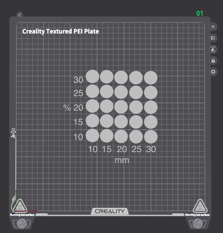 Creality K2 Plus Ironing Calibration Test (10–30% Flow / 10–30 mm/s) – Smooth Top Layer