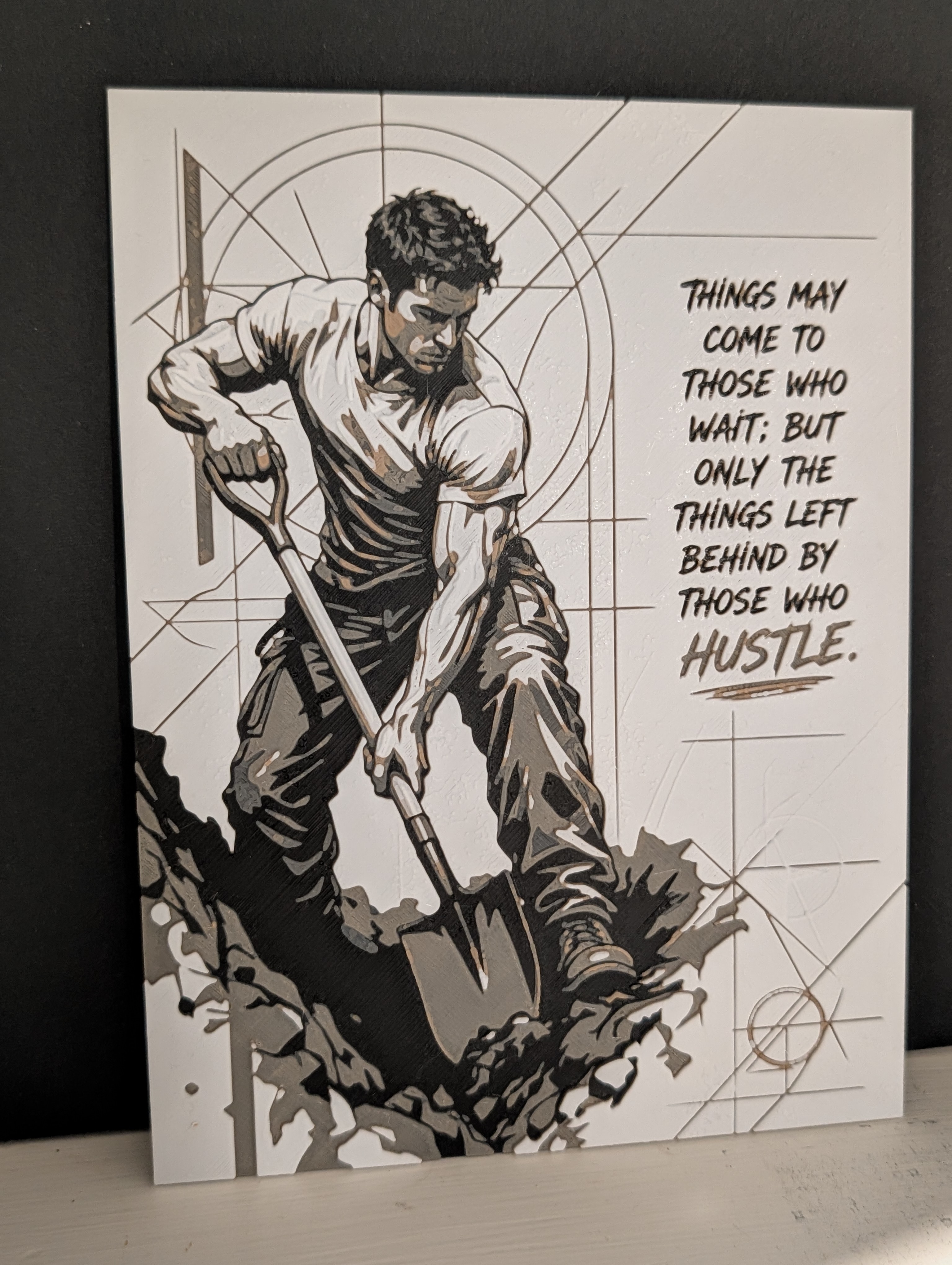 "Hustle" — Motivational HueForge Wall Art