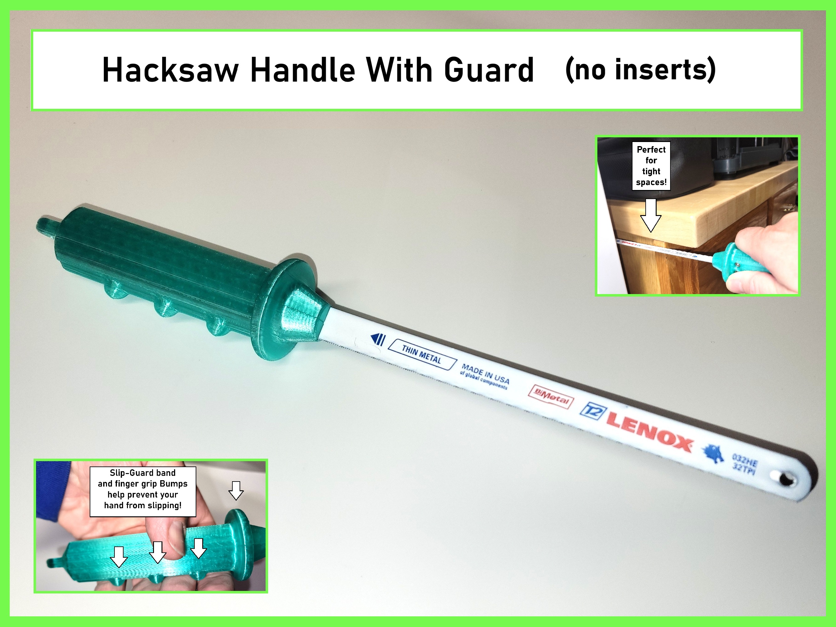 Hacksaw Handle With Guard (no inserts)