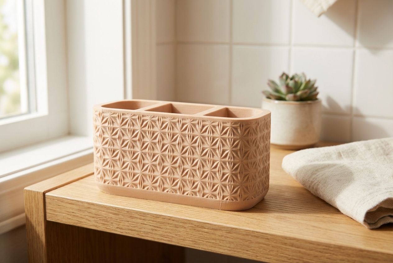 Textured Desk Organizer with Geometric Pattern