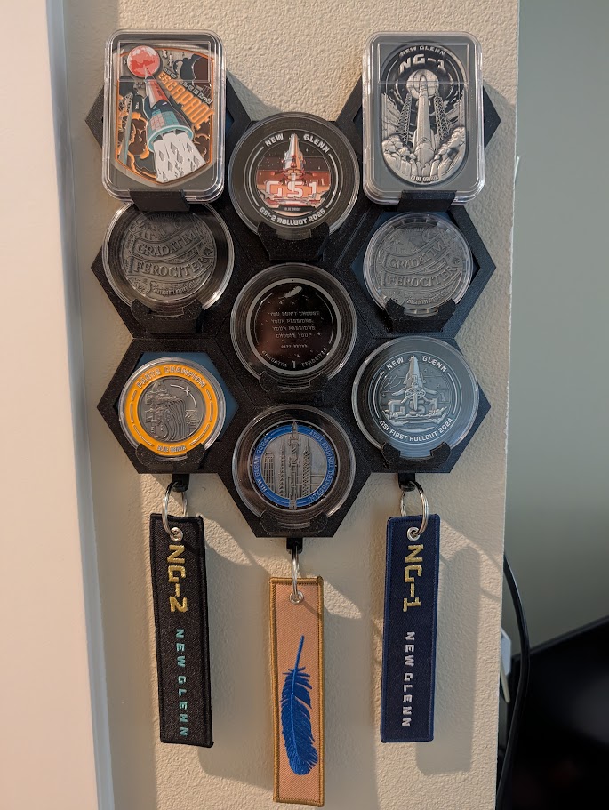 Drop Down Holder for Large Challenge Coins & RBF Attachment Hook w/ Hole