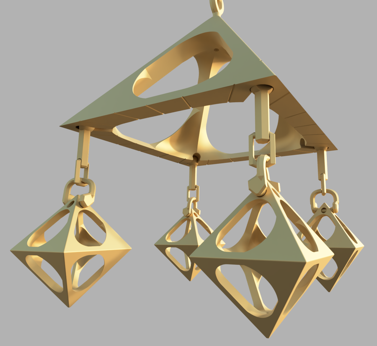 Pyramid & Octahedron Wind Chime Spinner; Print In Place