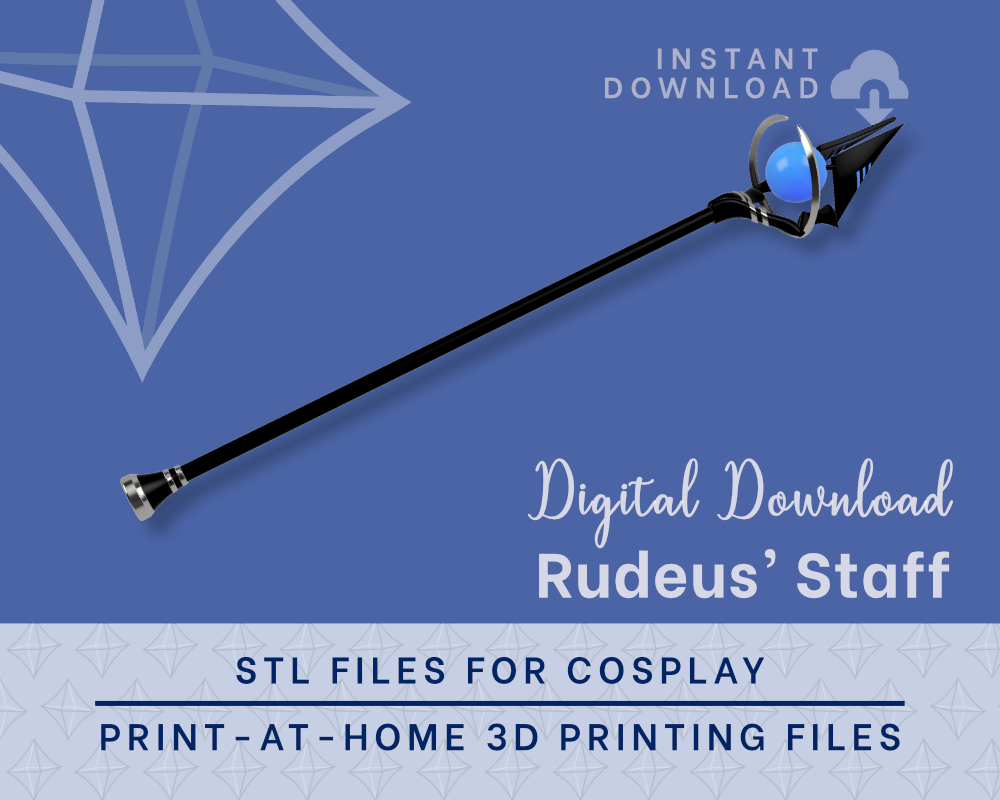 Rudeus Staff STL Files - Mushoku Tensei: Jobless Reincarnation Cosplay Prop (Digital Download)