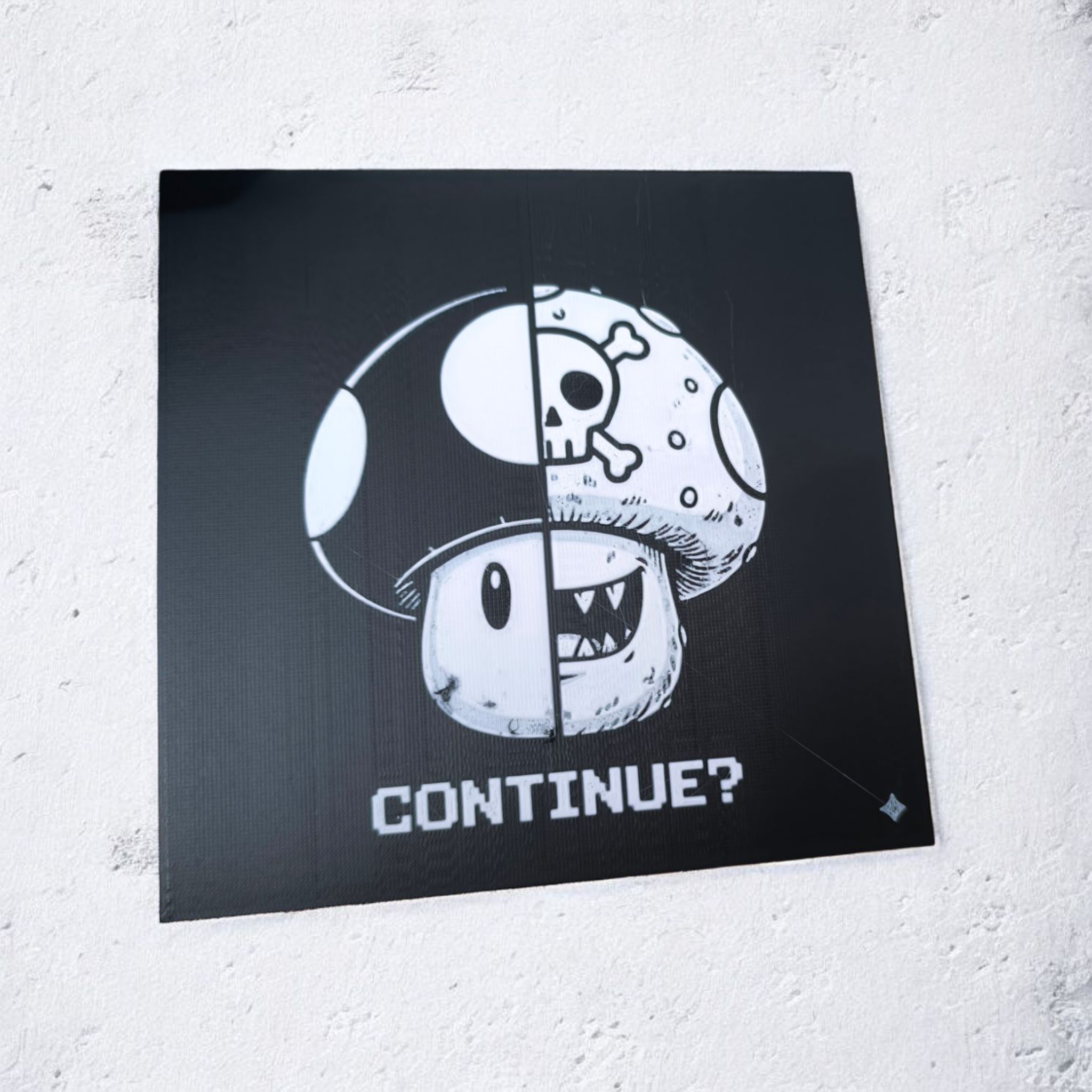 1UP or Game Over – Split Mushroom Wall Art
