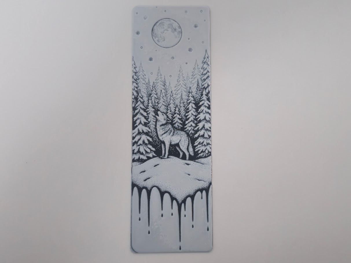 Lone Wolf Howling Winter Night Bookmark