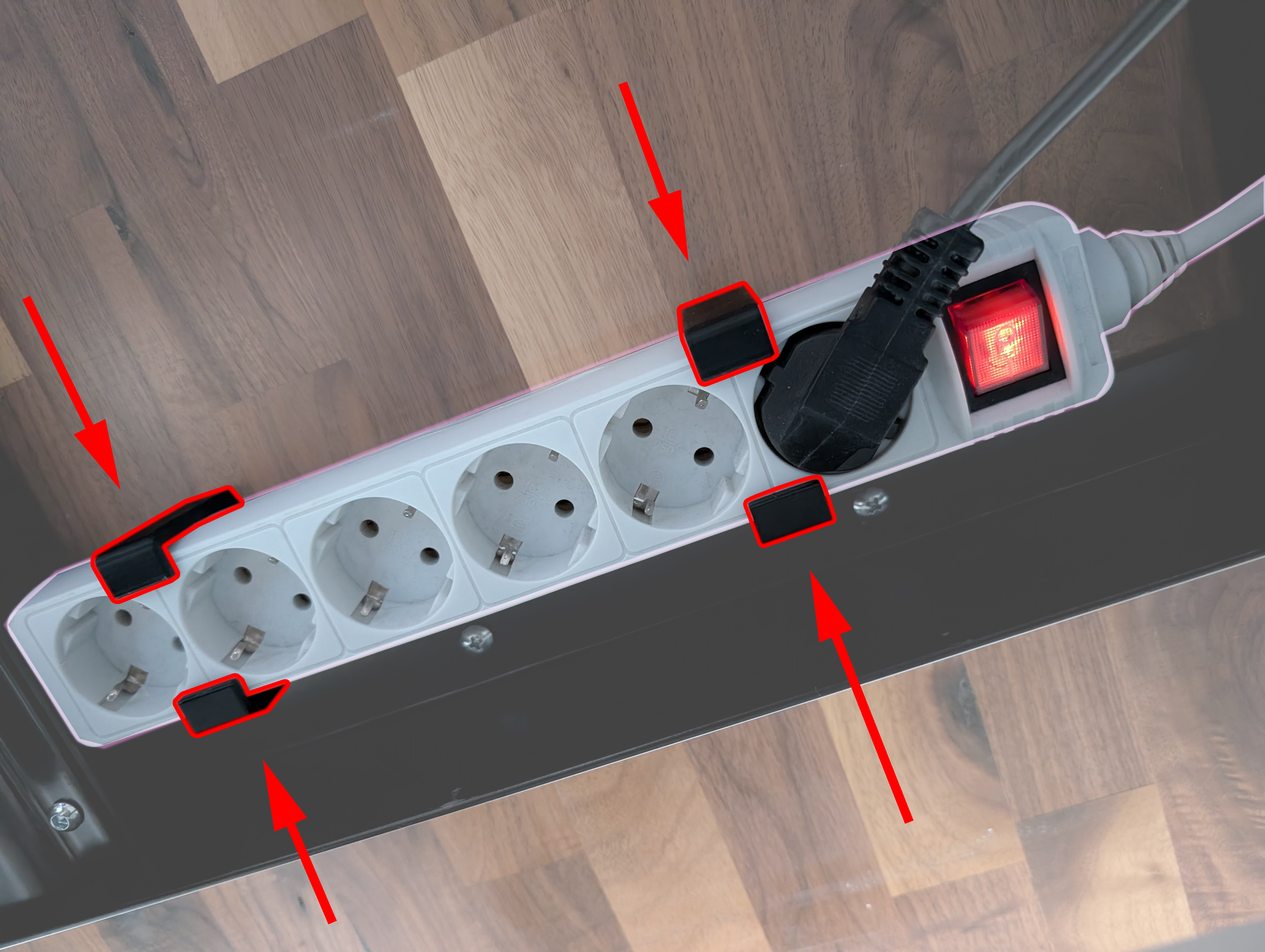 Power strip - Wall mount clips 48cm & 53cm
