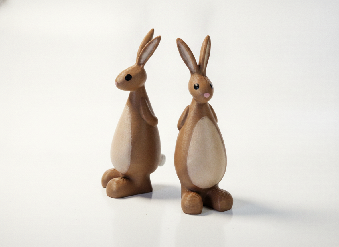 Black & White Standing Rabbit Decor Set - Chic Animal Accents