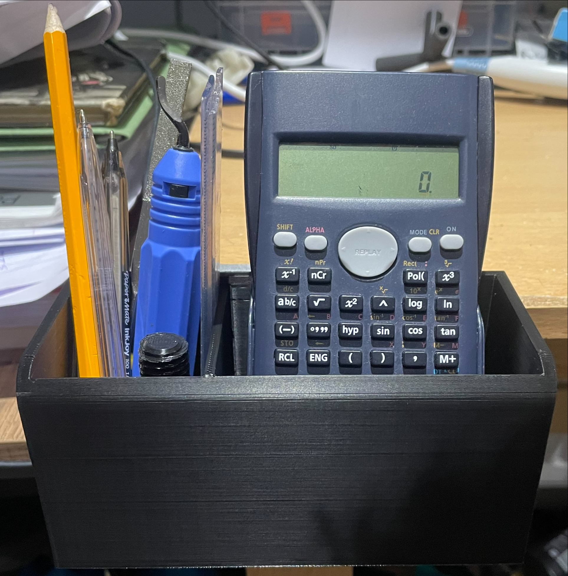 Clamp-On Adjustable Desk Organizer | Fully 3D Printed Desk Storage Attachment | Calculator, Pens & Tools, etc  Holder
