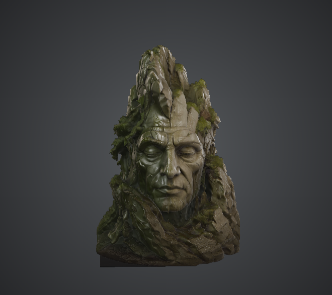 Forest Guardian Bust – Ancient Stone Spirit