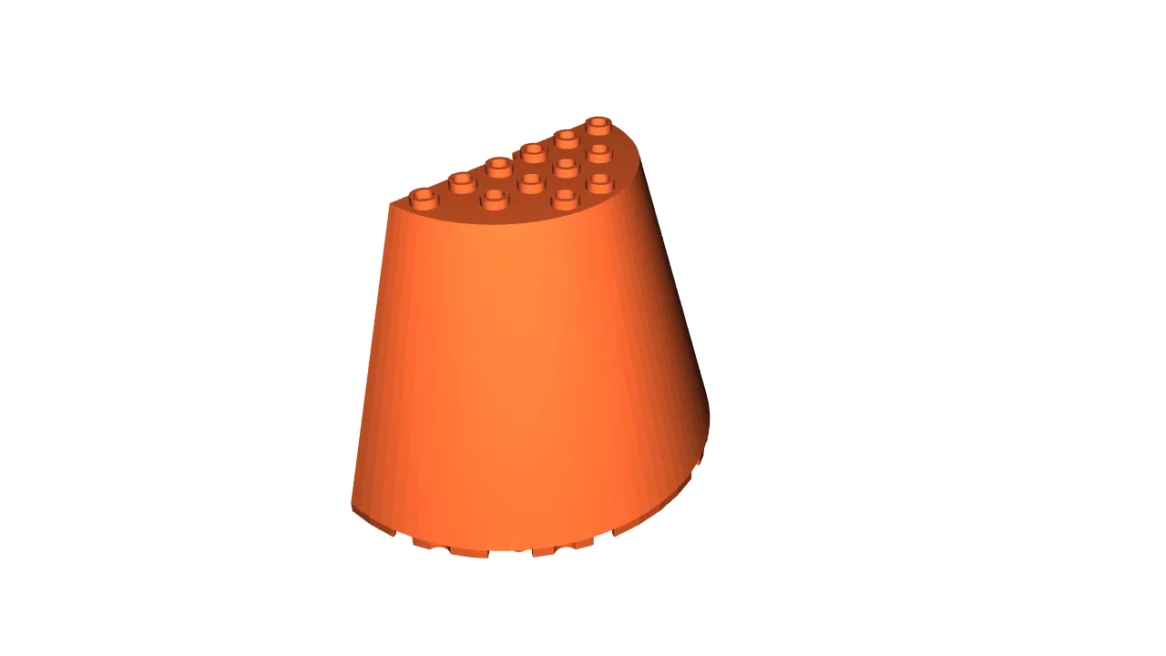 Lego Compatible (29096.dat) Cone Half 10 x 5 x 6 by thall72