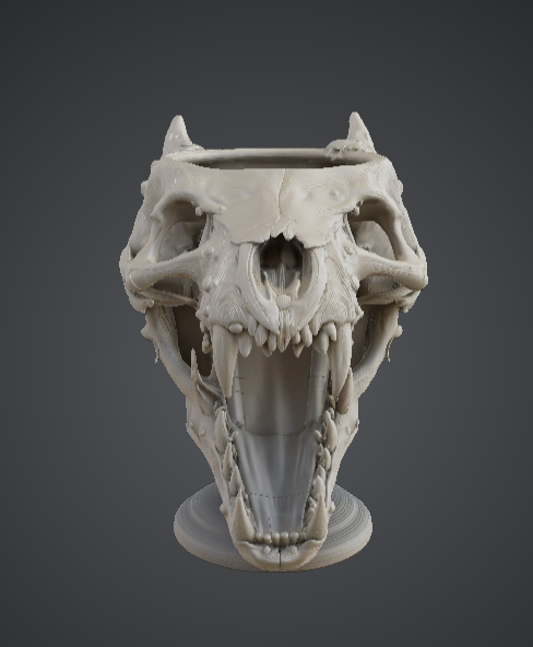 Dragon Skull Bust – Horned Dragon Skeleton Head
