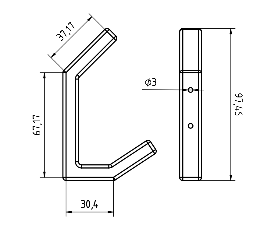 Miniatura 2 do modelo 3D Simple Wall Double Hook