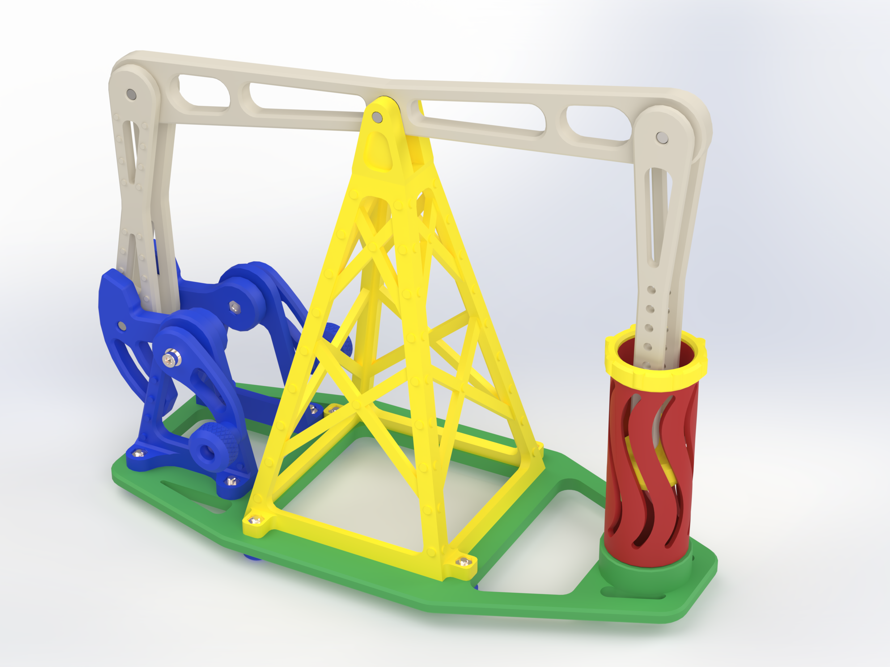 Mini Mechanical Pumpjack (Nodding Donkey) – Educational 3D Printable Model