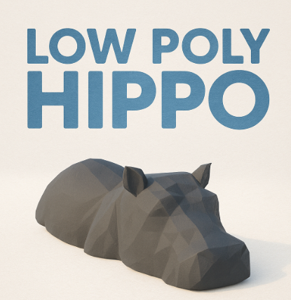 Low poly swimming hippo