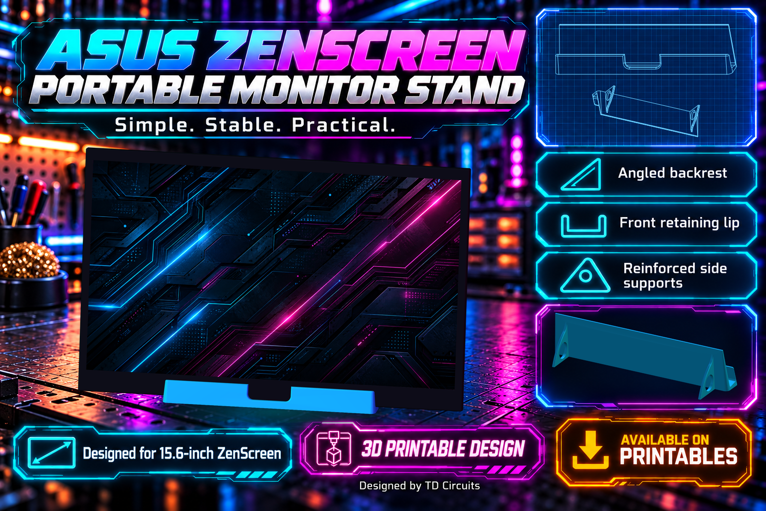 ASUS ZenScreen 15.6" Portable Monitor Stand | Universal Desktop Bracket