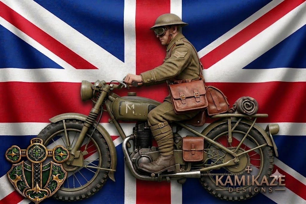 WW1 British Courier on Motorbike