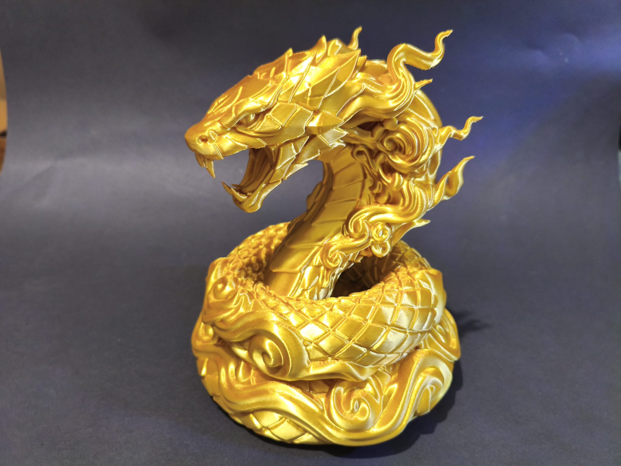 Majestic Golden Serpent Statue