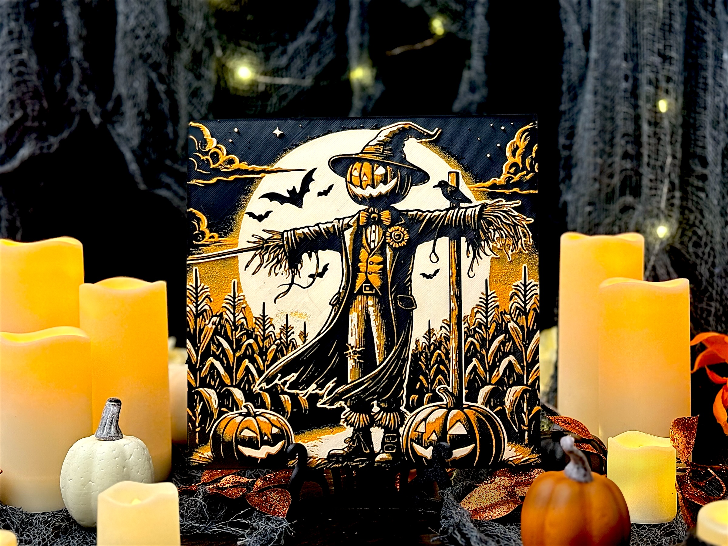 "The Pumpkin Sentinel" - Halloween Scarecrow 3 Hueforge