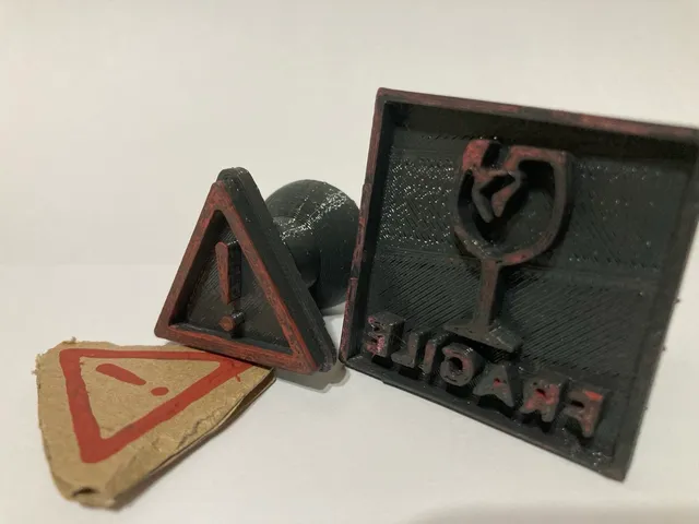 "Fragile" and "danger" stamps