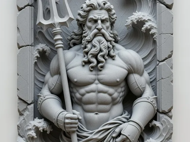 Poseidon Greek God Bas Relief Wall Sculpture – 3D Printable STL
