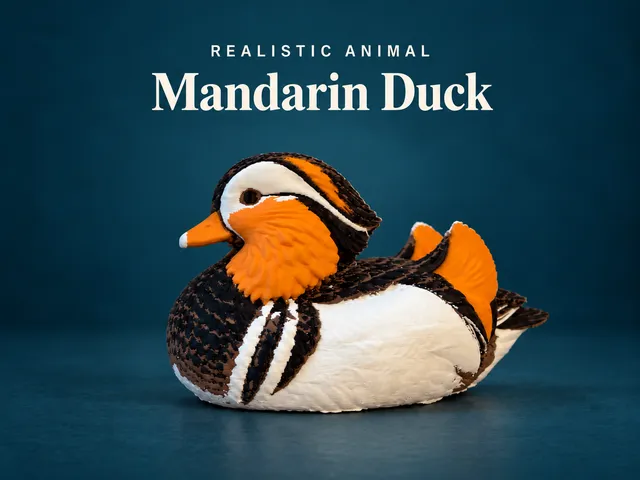 Realistic Mandarin Duck Figurine