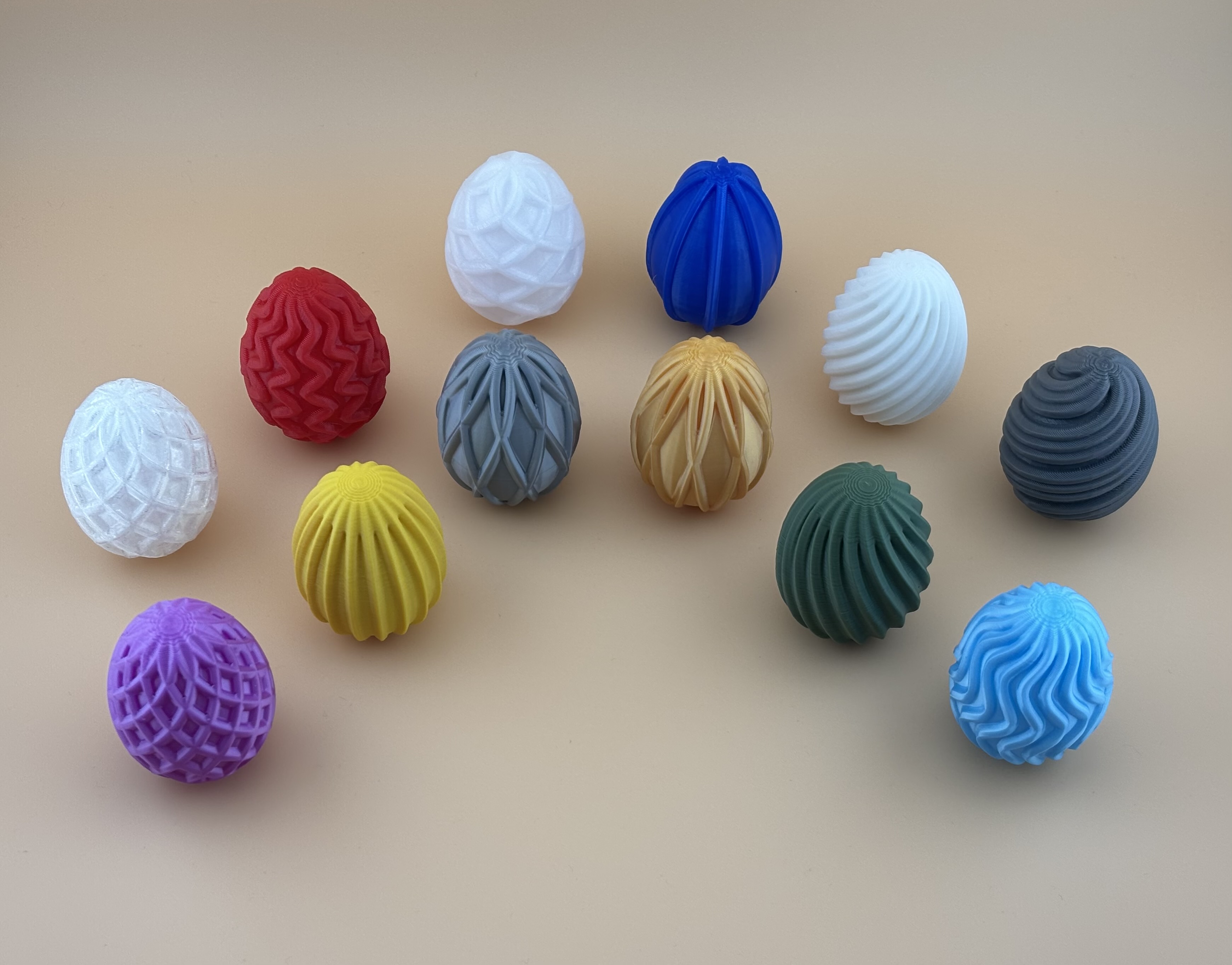 Geometric Easter Eggs Set - Multi Pattern Surfaces Spiral Wavy Lattice Ripple — thumbnail 2