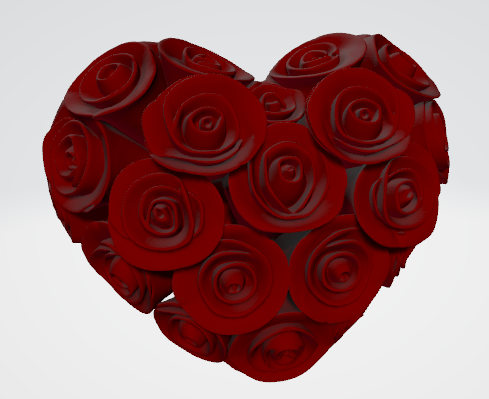 Heart-shaped arrangement of roses.