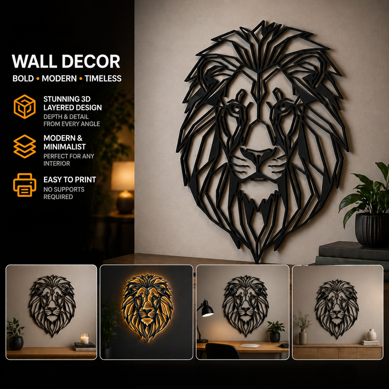 Universal lion wall decoration