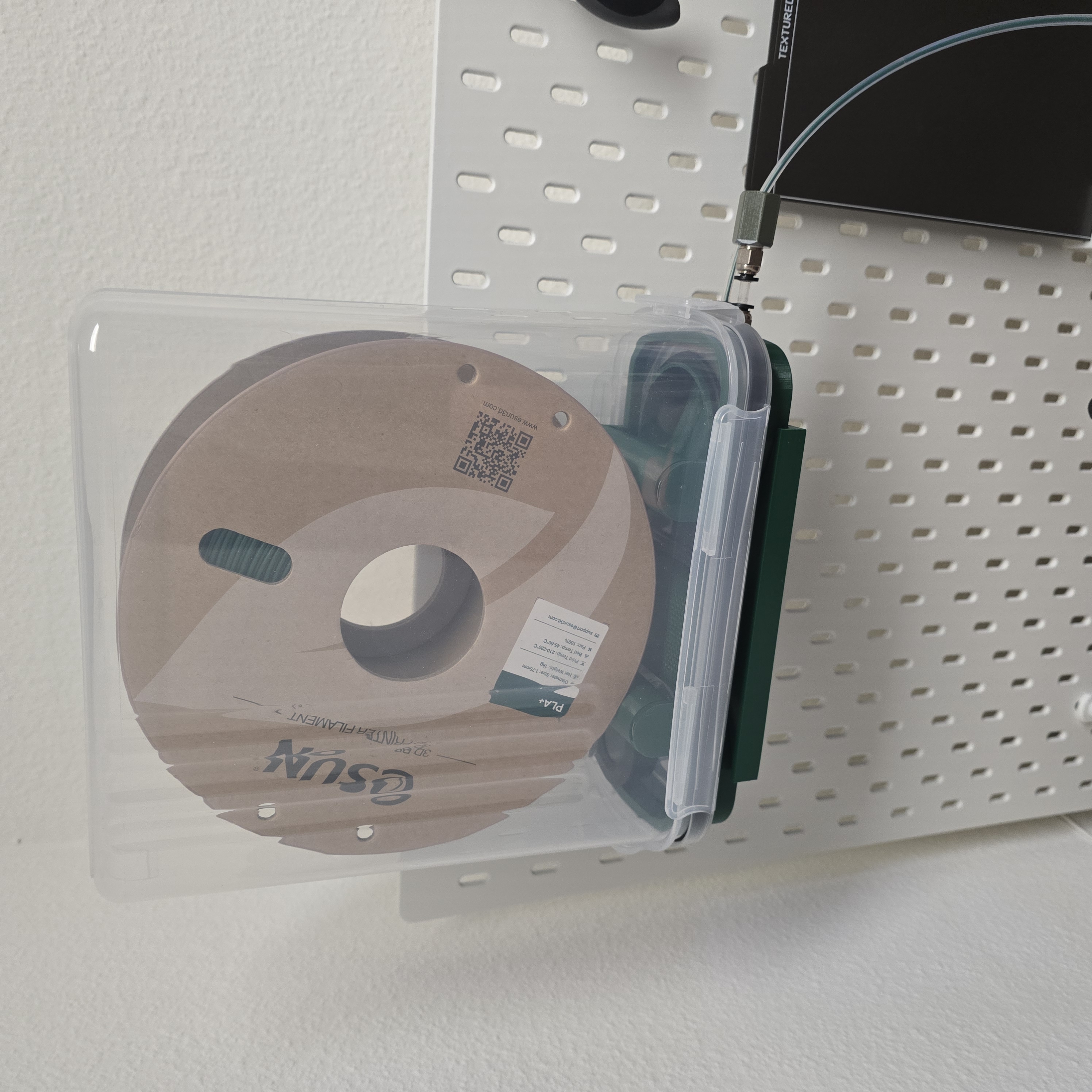 Skadis shelf for upside down "PRAKI" cereal container dry box