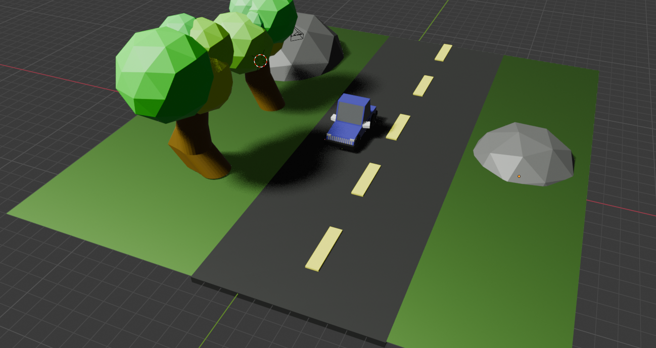 Low-Poly Road with car