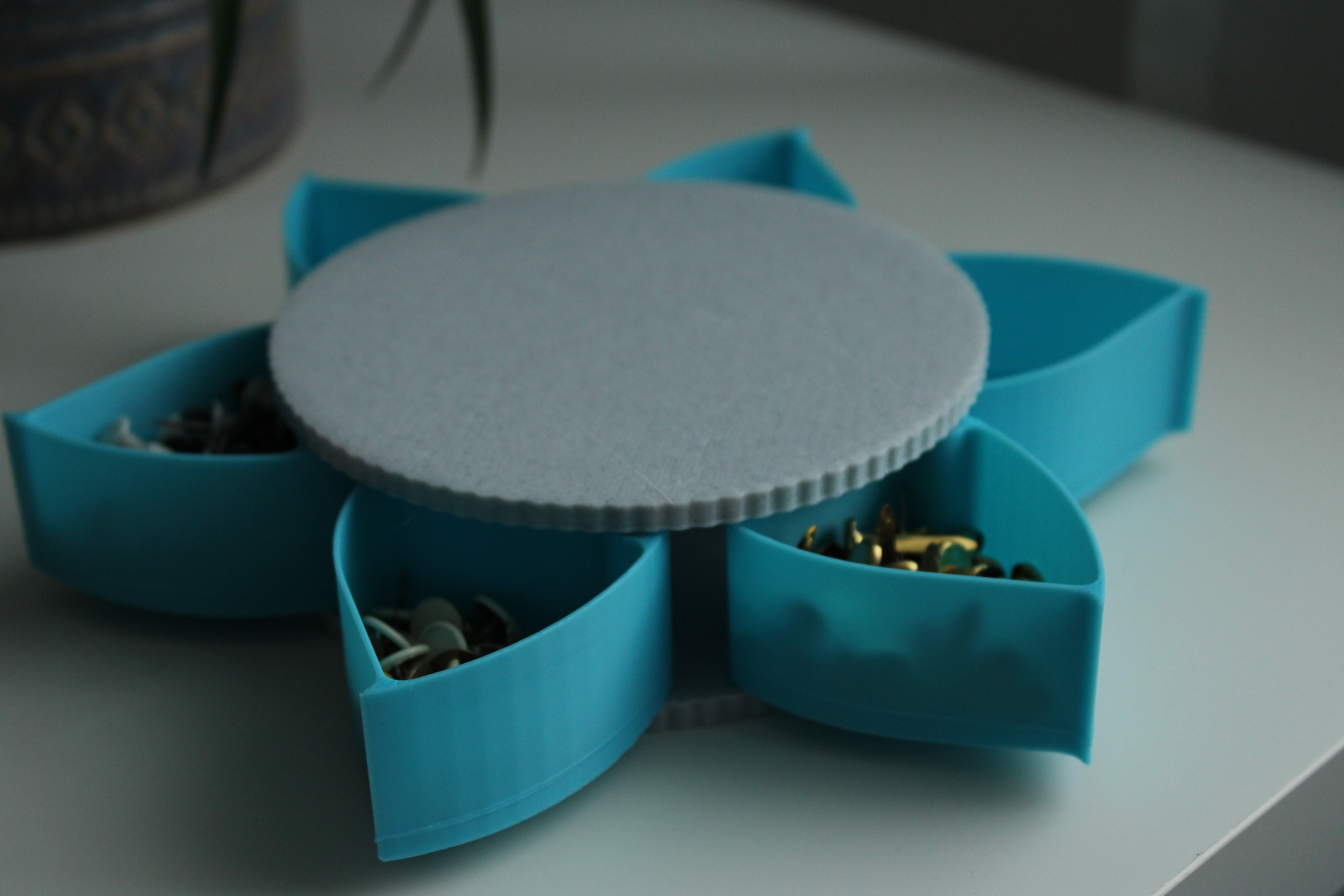 Desktop organizer/storage box (Iris mechanism)