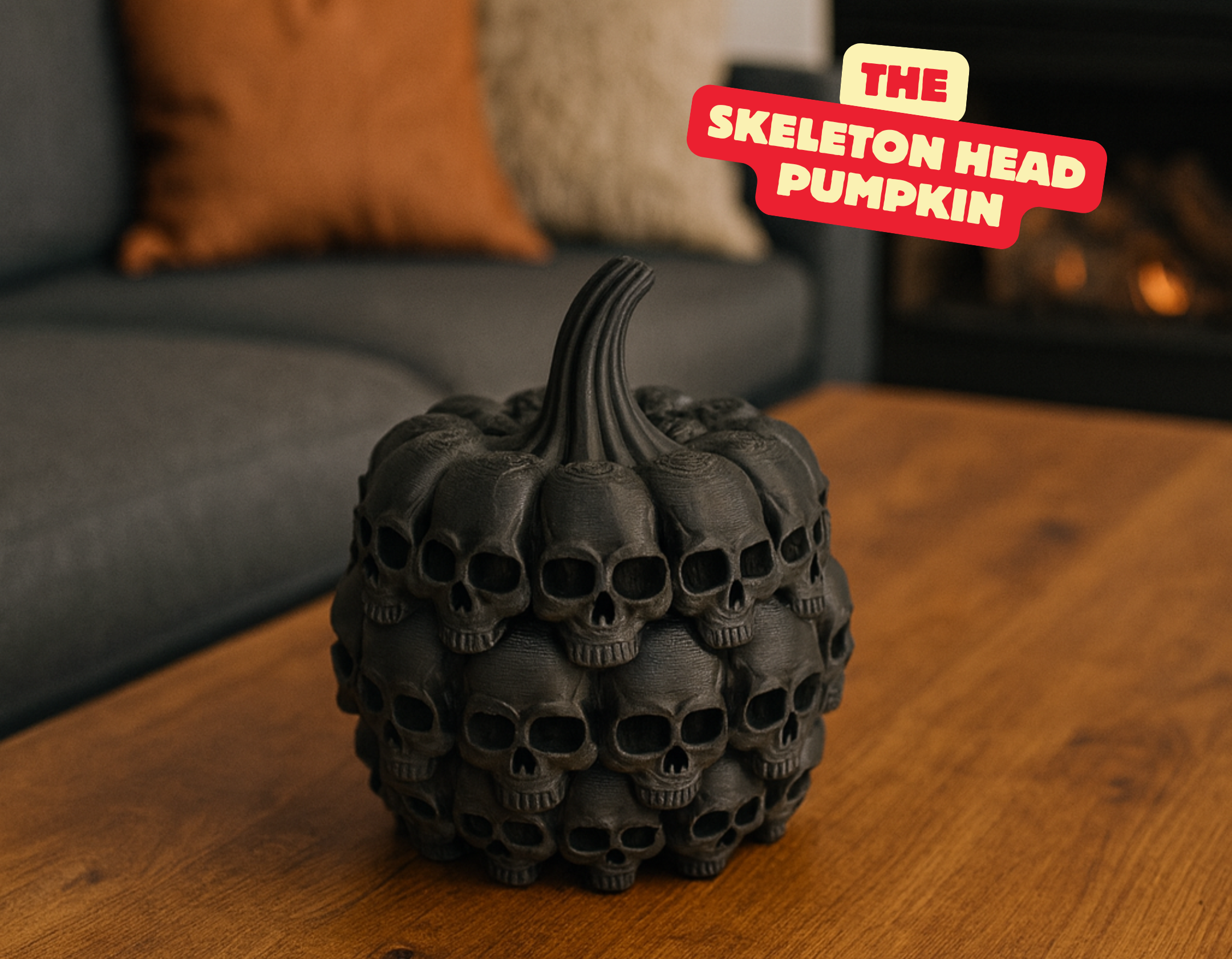 SKELETON HEAD PUMPKIN / HALLOWEEN DECOR