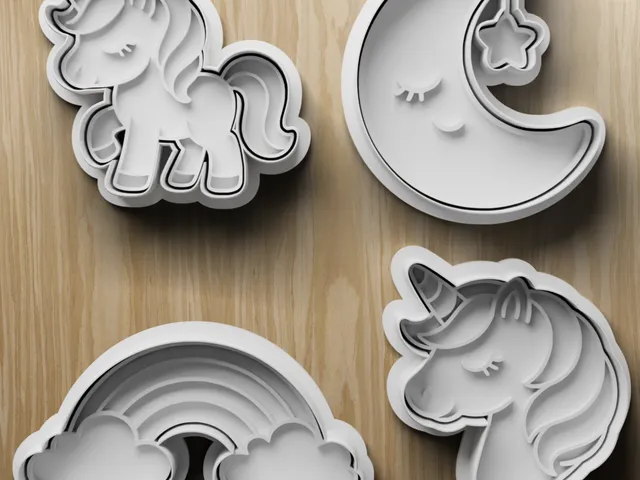 4 Unicorn Cookie Cutter STL Set, Moon and Rainbow Digital File