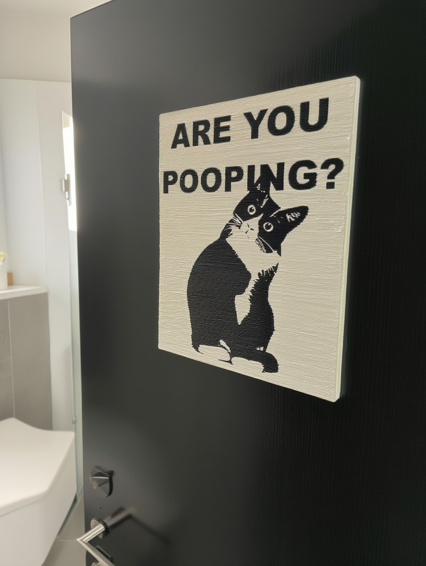 Funny Cat Bathroom Wall Sign