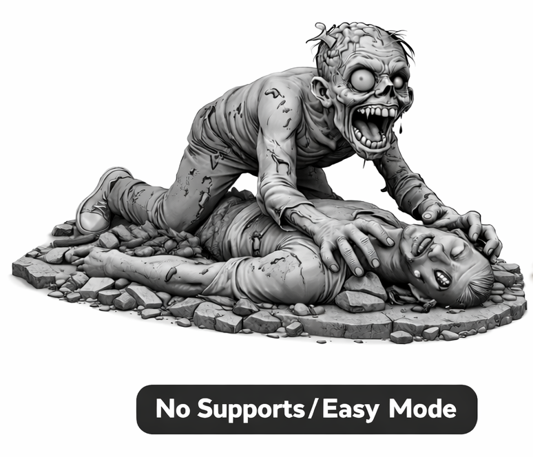 Crawling Zombie Over Victim – Support-Free Dioram