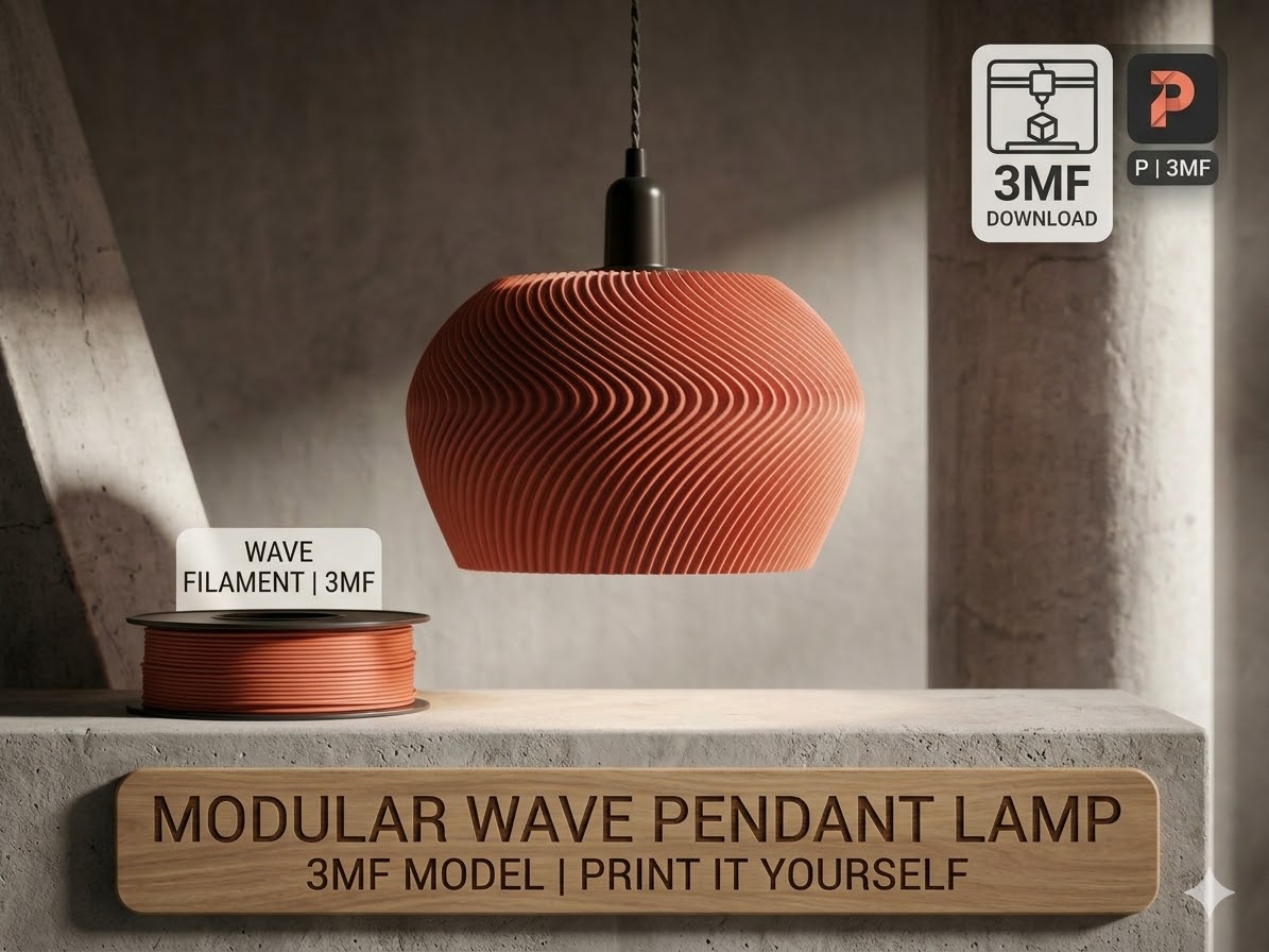 Aura Wave – Wavy Parametric Pendant Lamp (3MF)