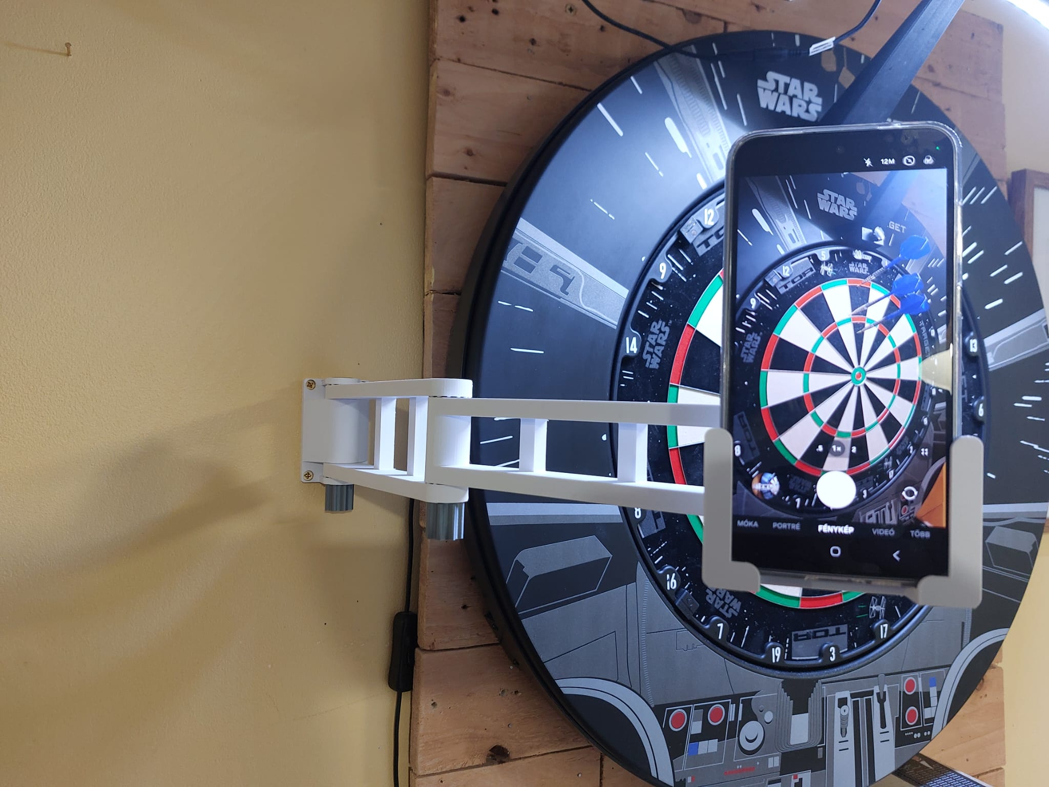 Wall Mounted Dartboard Phone Holder | Adjustable DIY 3D Printed Mount 3D model