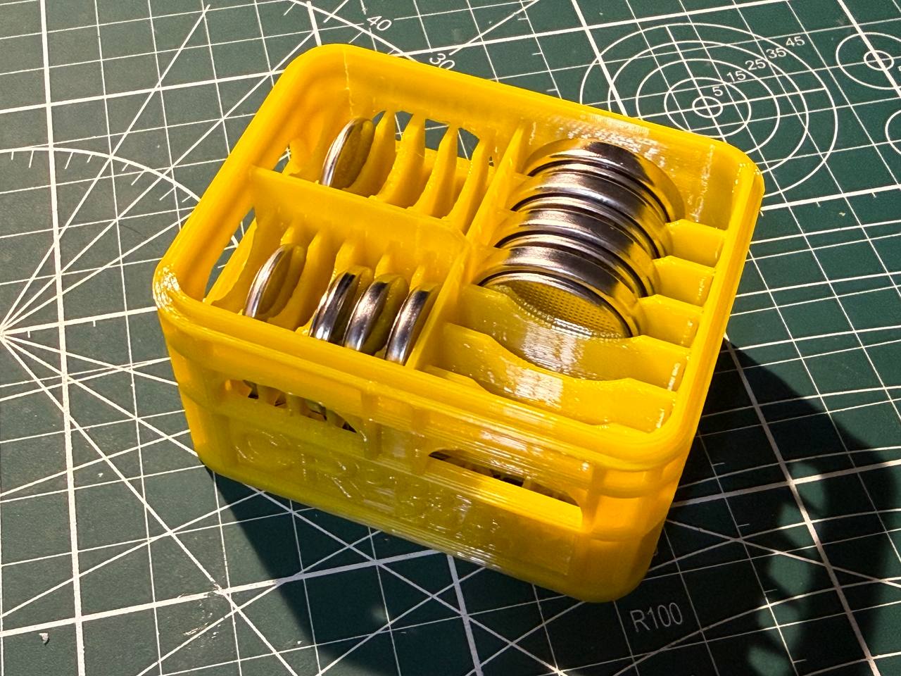 Stackable Beer Crate Coin Cell Battery Storage (CR2025/2032/2450 Combined)