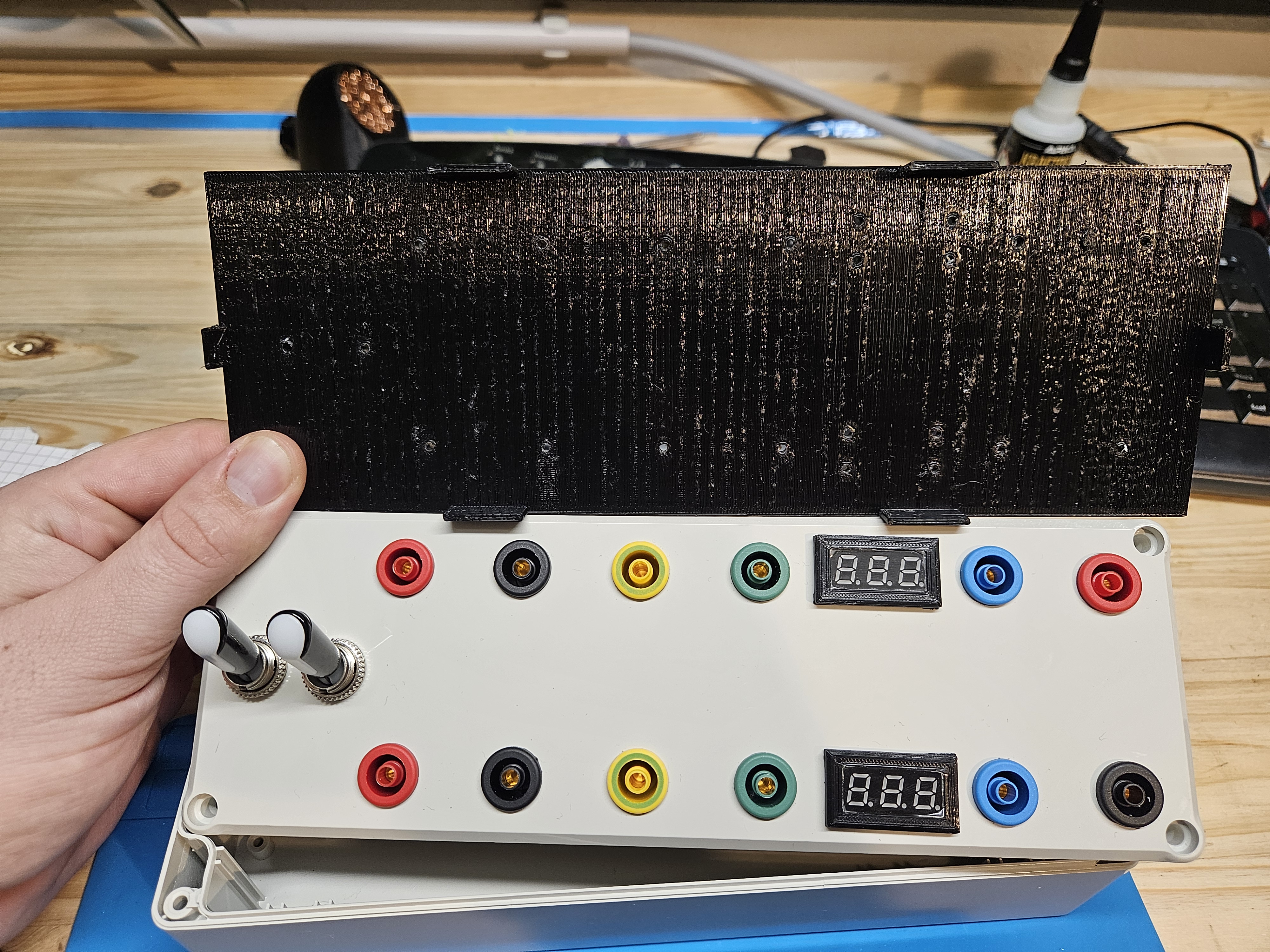 Drilling Template for Bopla Enclosure 240×80 for Banana Jacks (Lab Sockets)