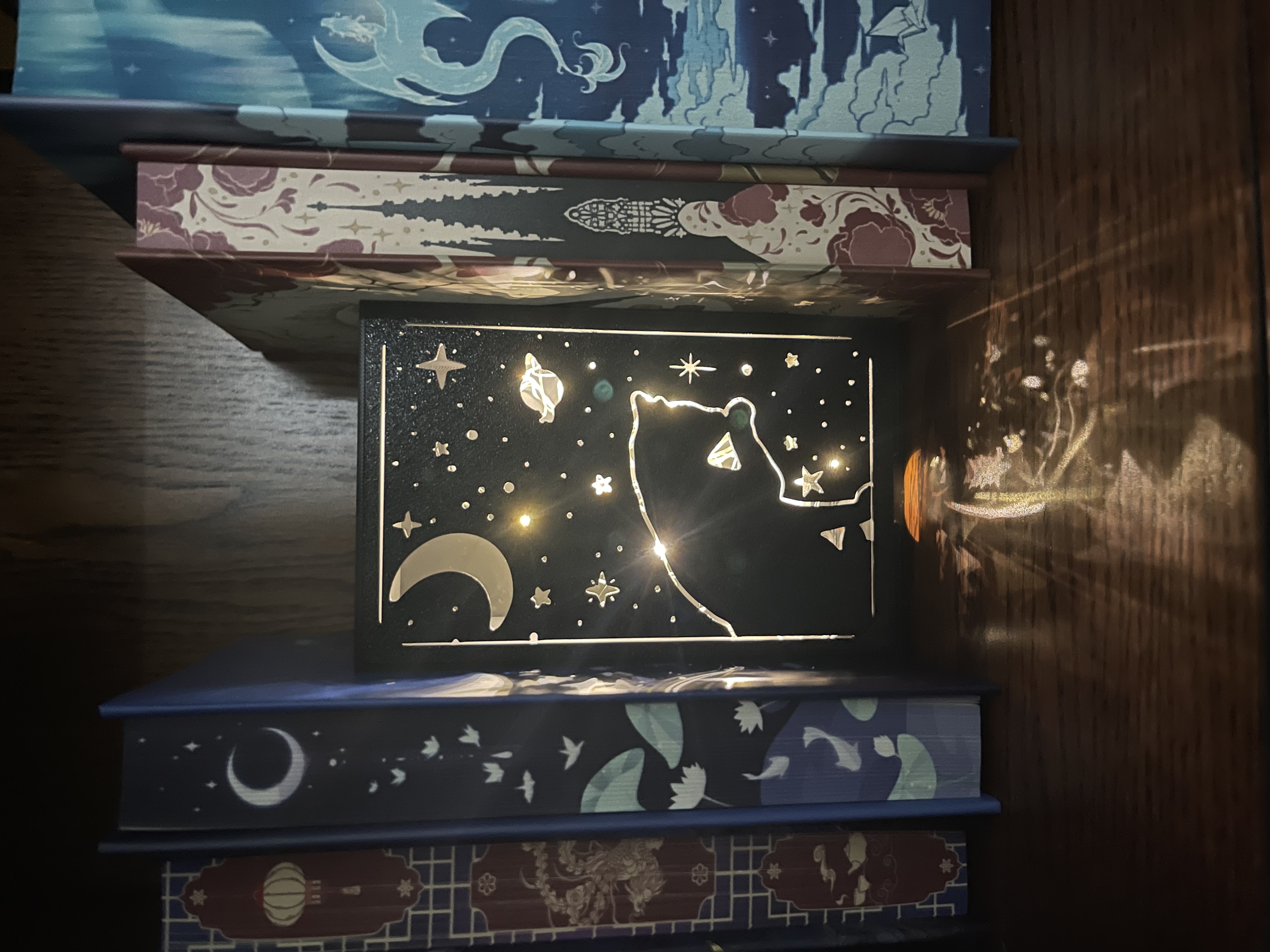 Cosmic Cat Window – Stargazing Book Nook Insert