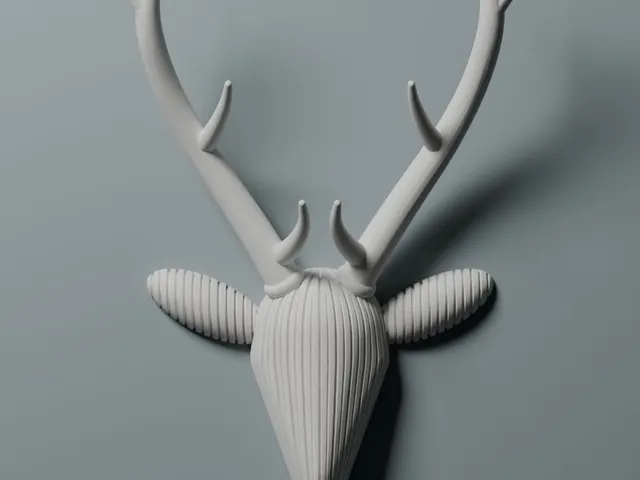 Nordic Deer Head Wall Relief – Curved Antlers, Ring & Jewelry Holder, Hidden Wall Mount (Hirschkopf)