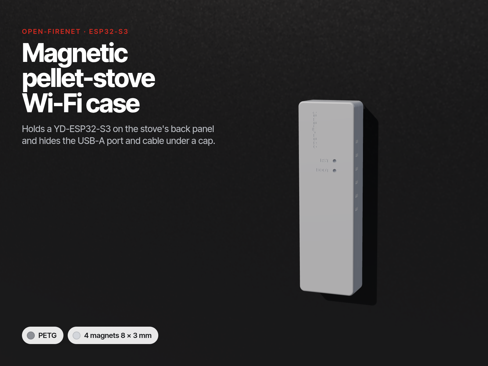 open-firenet ESP32-S3 Magnetic Case for Pellet Stoves (YD-ESP32-S3 ...